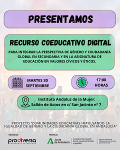 cartel acto de presentación Recurso Coeducativo de Prodiversa